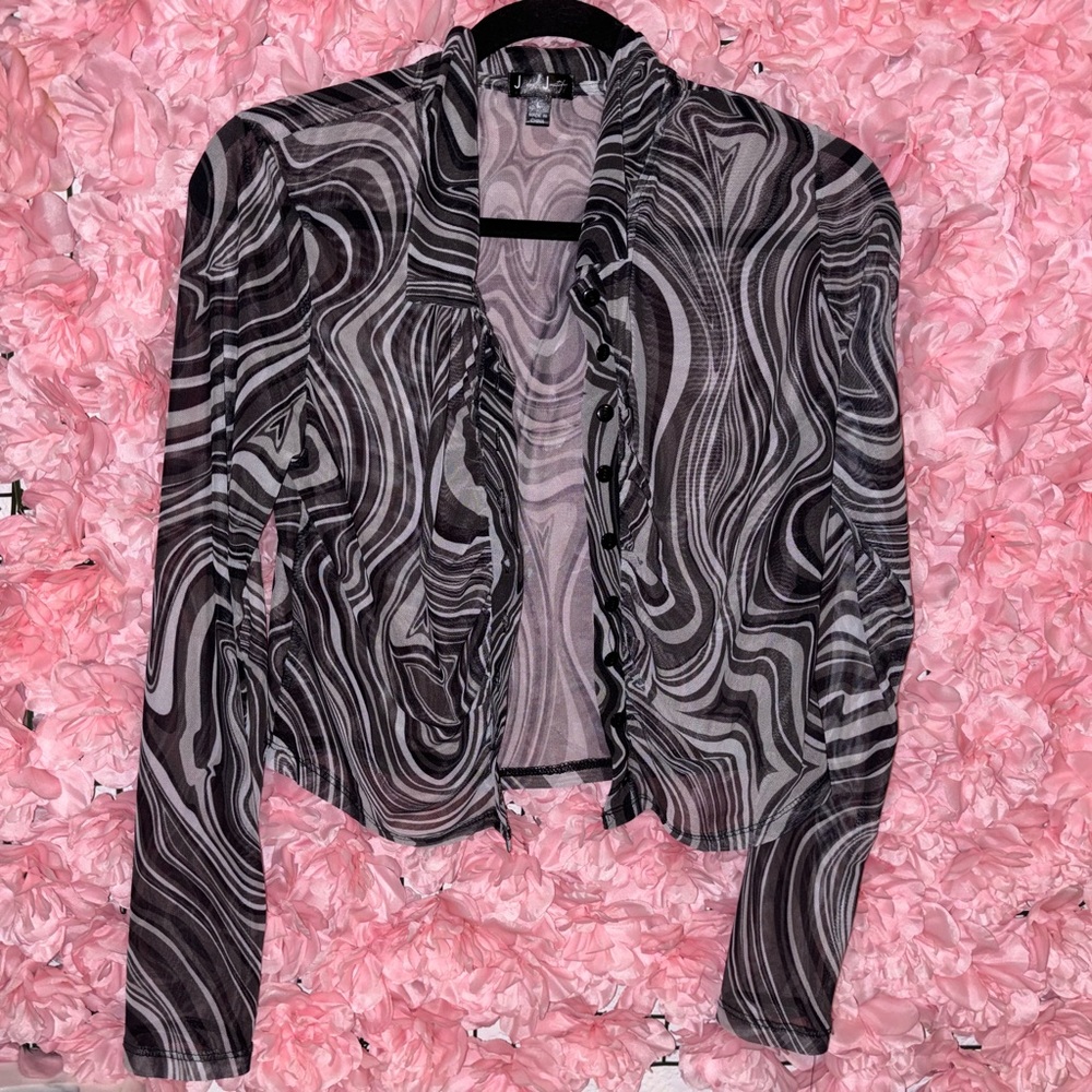 Black and grey button up top